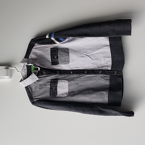 Comme Ca Other - Comme Ca Mixed Material Button Up Shirt Knit Cardigan